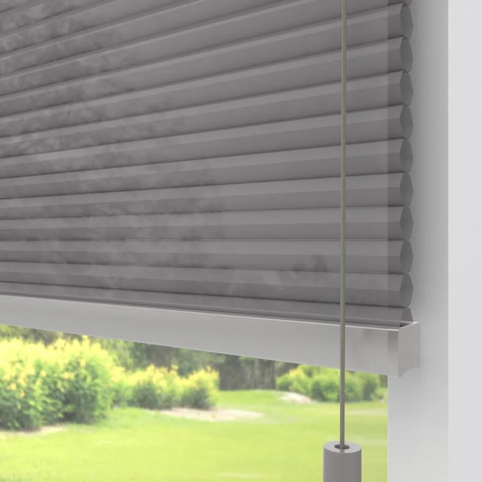 Kwantum Fenstr Dubbel Plissé Dewi Grijs Lichtdoorlatend