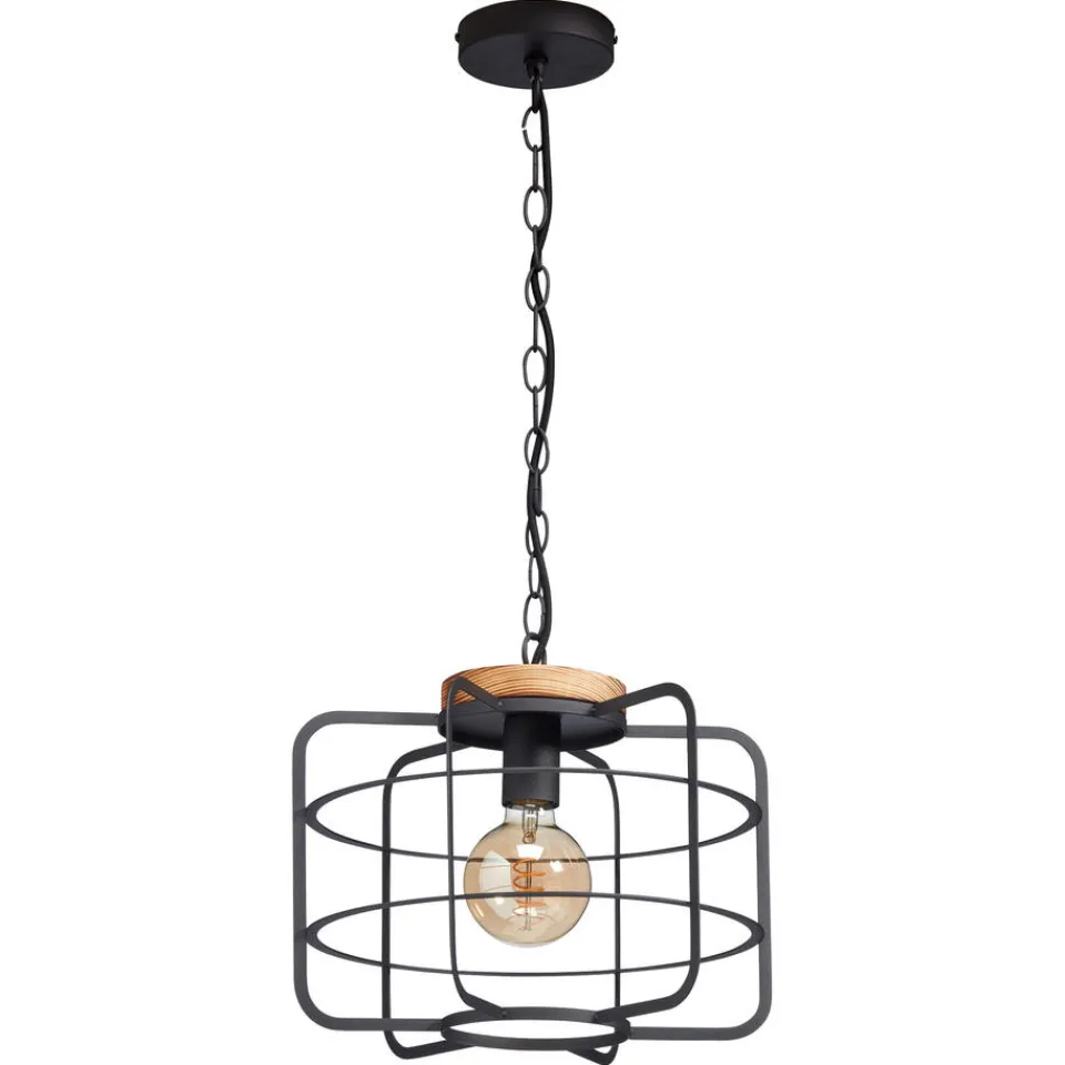 Kwantum Hanglamp Wood 1-Lichts Zwart