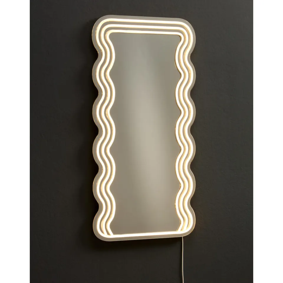 Kwantum Spiegel Met Verlichting - Wave - Neon - Warm Wit - 70x35 Cm
